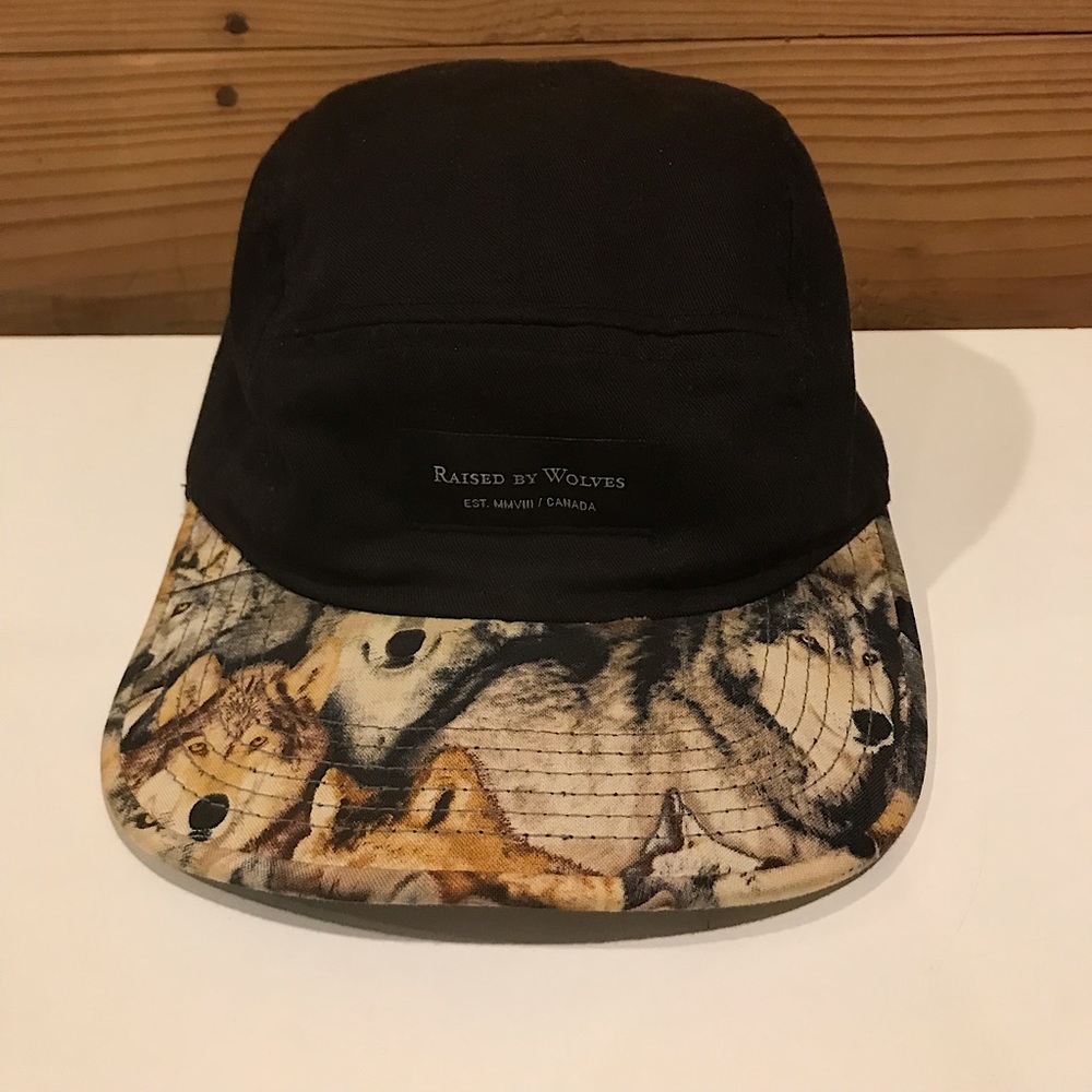 Raised by Wolves 5 Panel - Black/Wolf Print